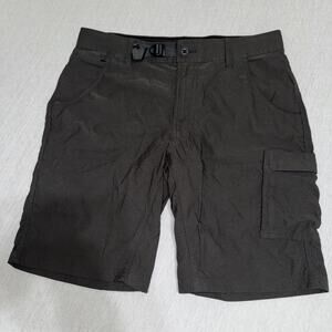 prAna Men's Dark Green Cargo Shorts for Outdoor Hiking 32/10 Standard Fit EUC